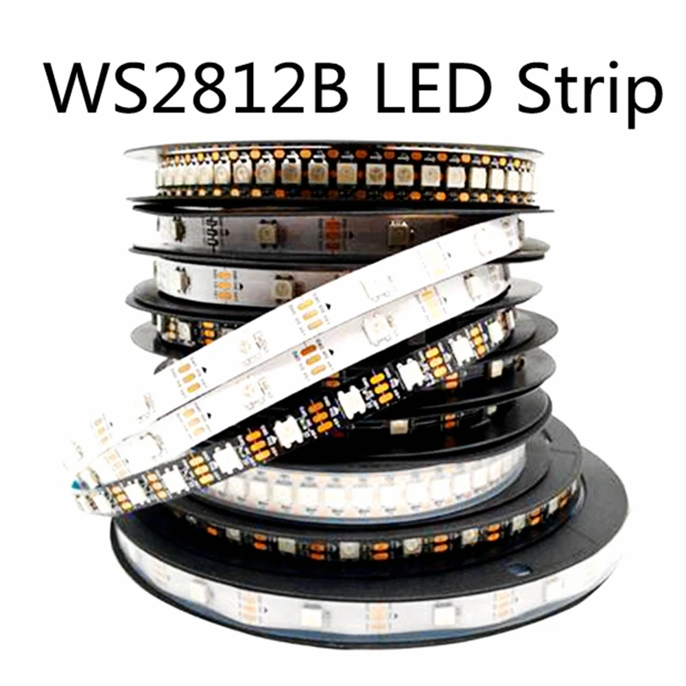 

Addressable WS2812B LED RGBIC pixel intelligent light strip black and white PCB, IP30/65/67 30/60/74/96/144 LED/m, DC5V