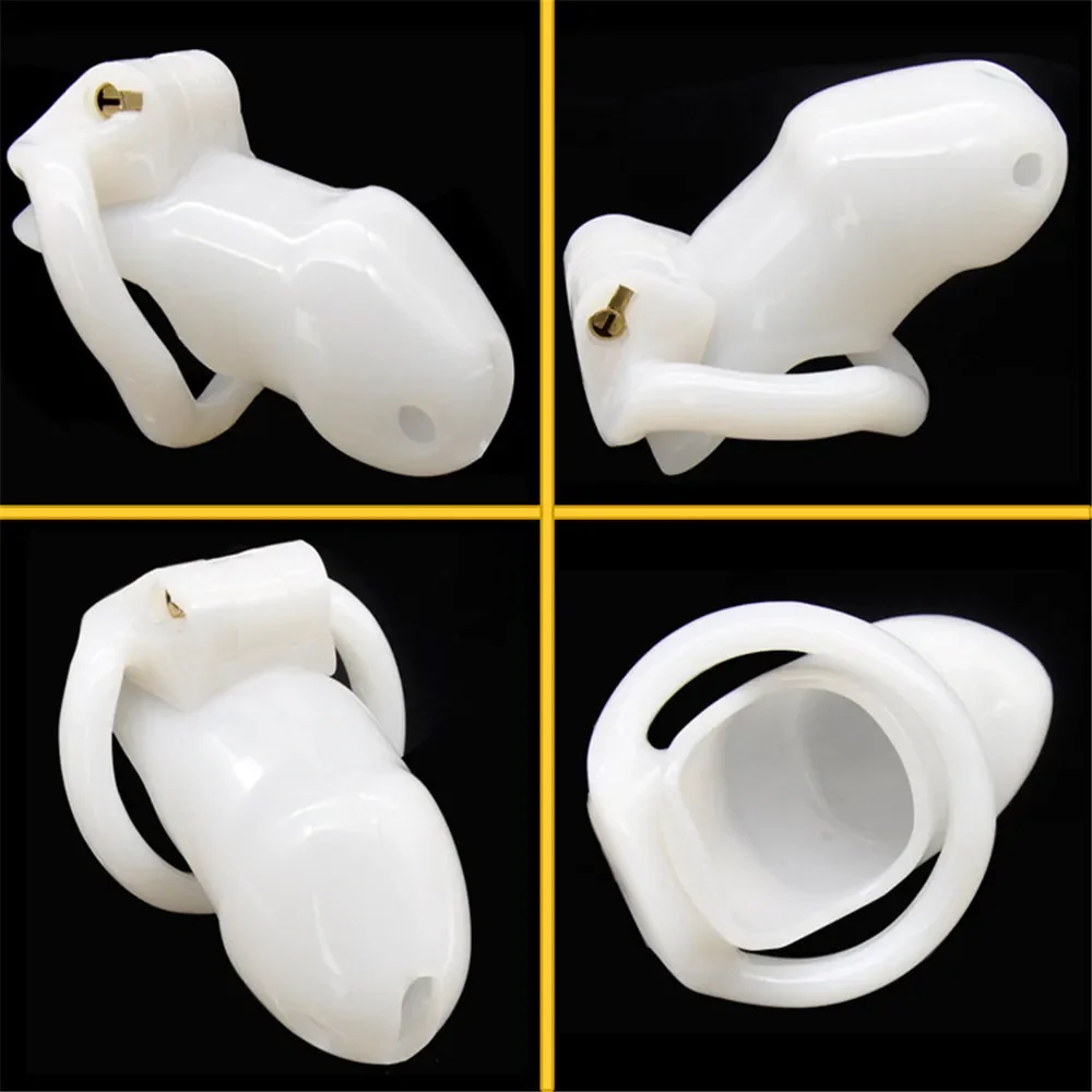 Sex Toys Resin Male Chastity Devices With 4 Penis Rings Chastity Lock Cock Cage Penis Sleeve Exotic Sex Product For Men 18+