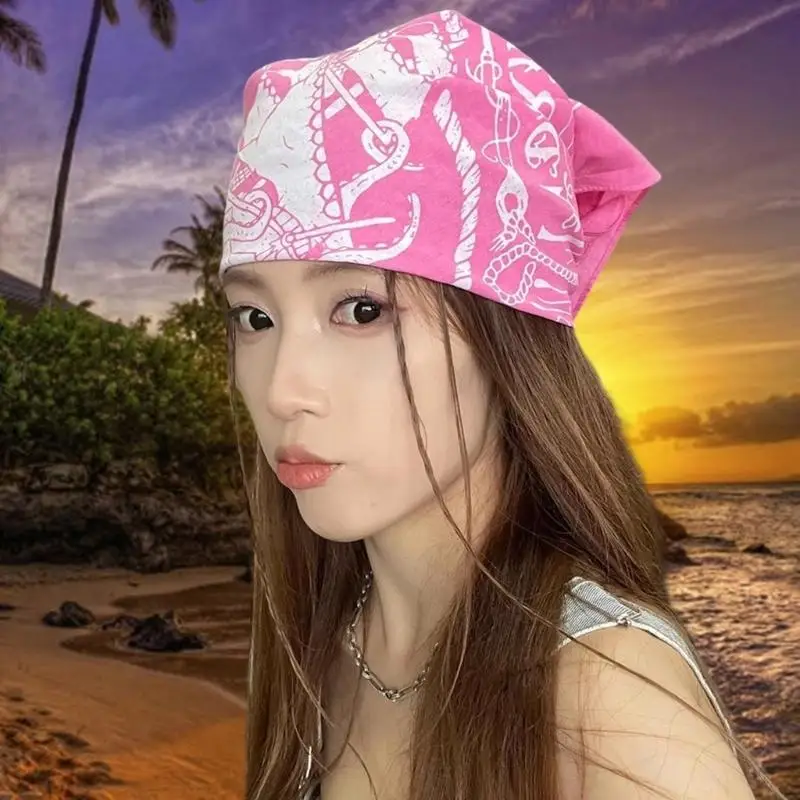 

31BF Sailor Pattern Bandana Scarf Soft & Breatahble Cotton Headwear Stylish Unisex Headscarf Scarf for Hip Hop Outfits