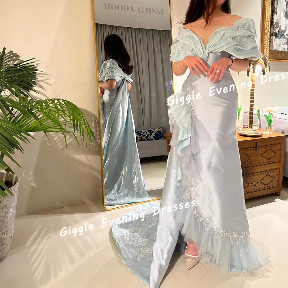

Giggle Satin Exquisite Embroidery Appliques Elegance Prom Gown Saudi Arab Floor-Length Evening Party Dresses for Women 2025
