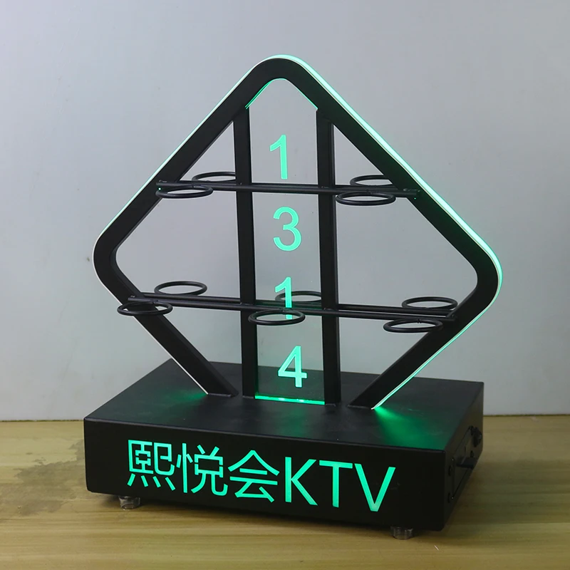 

LED Illuminated Diamond-Shaped Shot Glass Rack with Numbering Cocktail Cup Holder for Bar Nightclub Party Decoration
