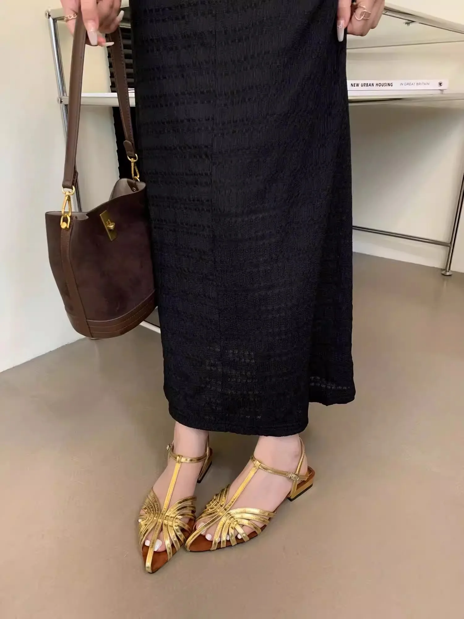 T Strap Roman Cross Strap Slingback Sandals Women Low Heel Summer Open Back Hollow Out Ladies Casual Comfortable Shoes Sandalias view 5