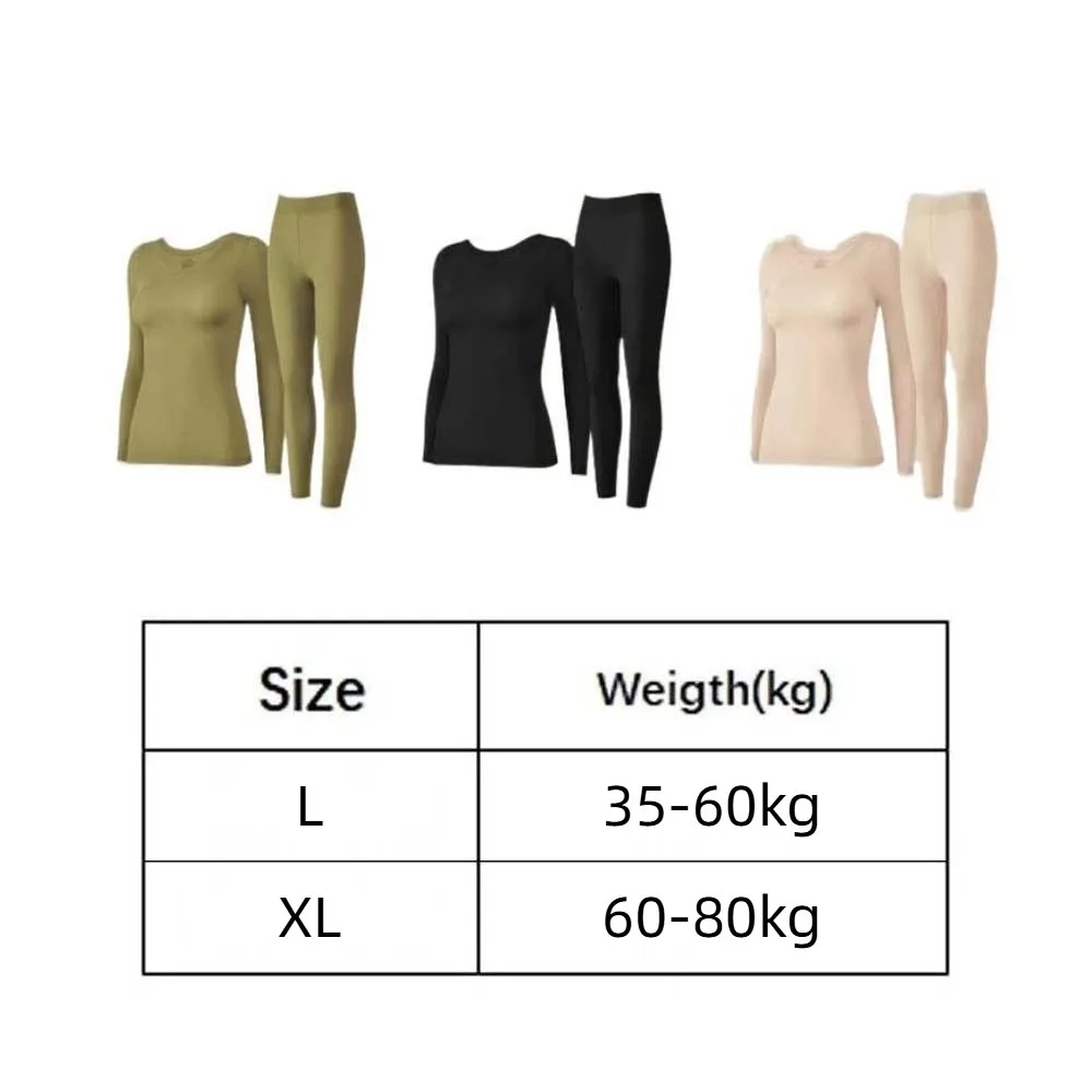 رقيقة جدا النساء الملابس الحرارية جولة الرقبة غير مرئية ملابس اخلية حرارية الملابس الداخلية يشعر التدفئة الدفء السراويل الطويلة الفتيات الإناث