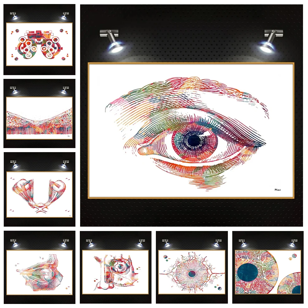 Nordic Watercolor Eye Ophthalmology Posters Retina Iris Structure Anatomy Canvas Painting Wall Pictures Clinic Home Decoration