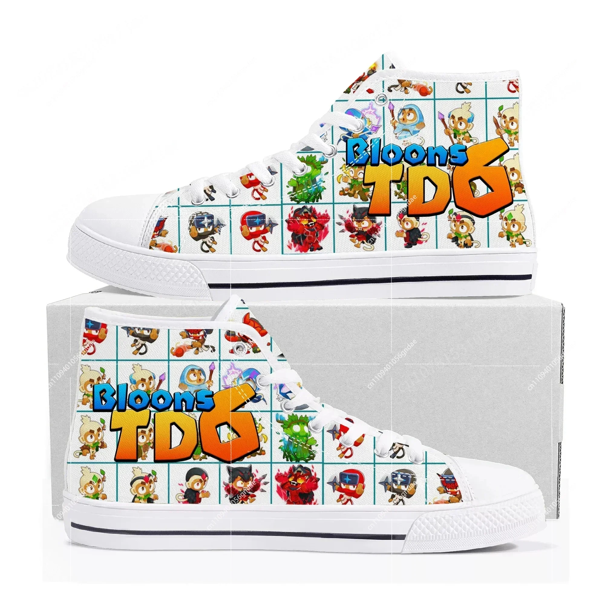 Bloons TD 6 High Top Sneakers Hot Cartoon Game Mens Womens Teenager High Quality Fashion Canvas Shoes Casual Tailor Made Sneaker