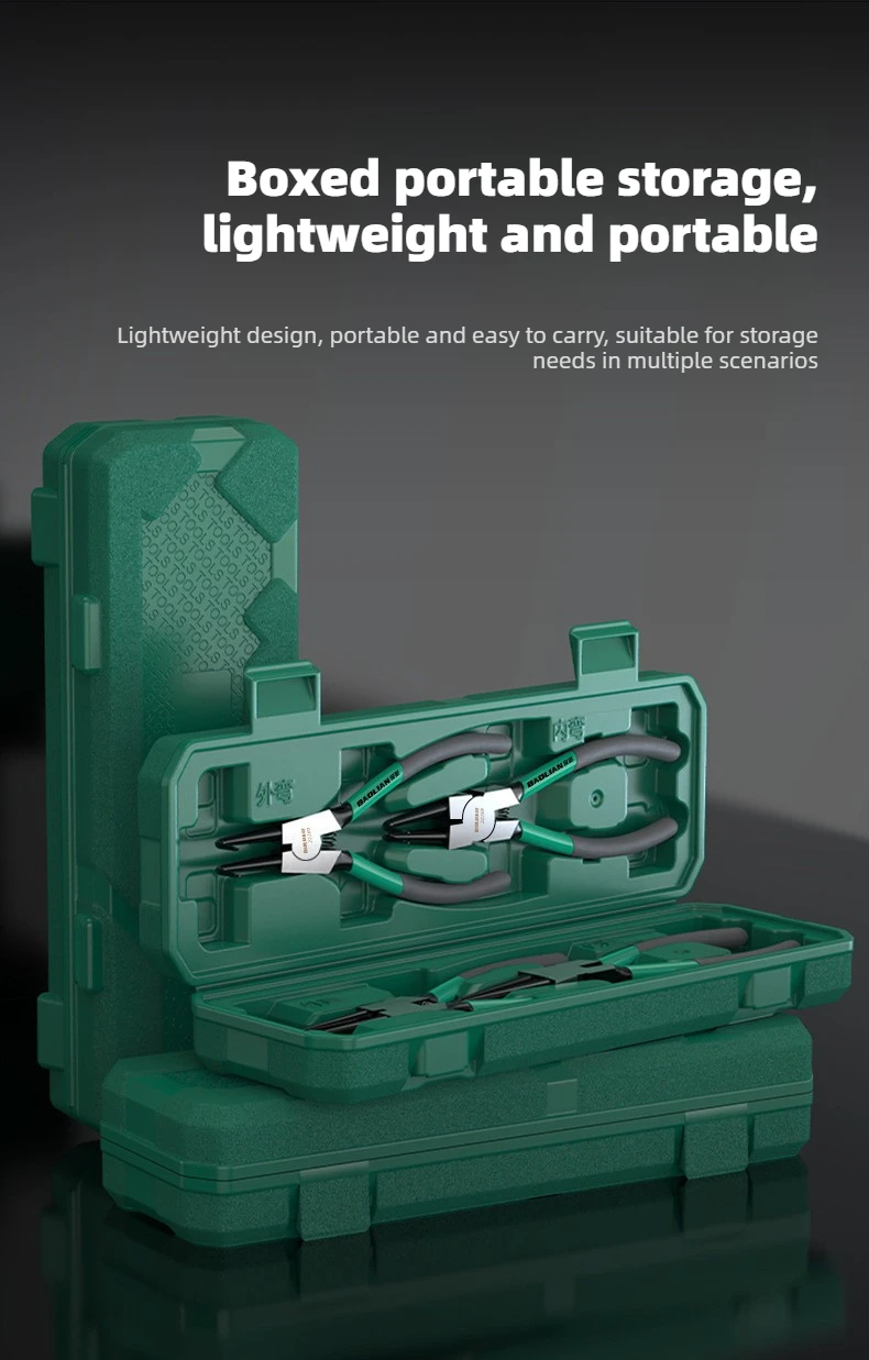 BAOLIAN 7'' Seegeringzangen-Set, Langschnabelzangen, gerade und gebogene Zangen, Innen- und Außenseegering-Entferner für Sicherungsringe – Detail 12