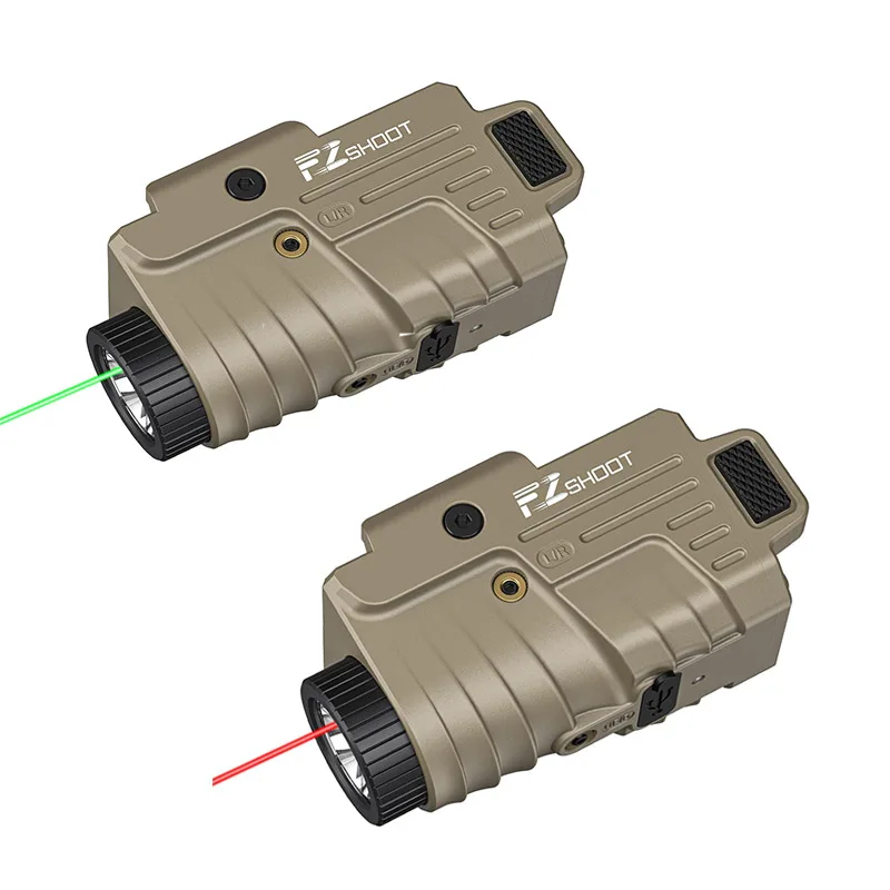 EZshoot Light Laser Combo Rechargeable Flashlight with Slidable Rail Compatible with G-lock and Picatinny Rail for Hunting