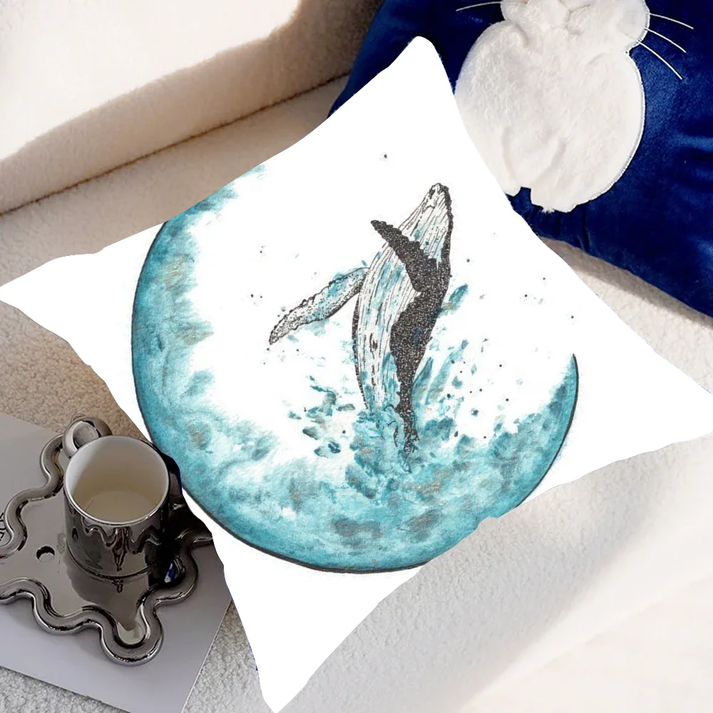 Наволочка с китами, наволочка, квадратная комната, диван с для домашнего использования, плюшевый милый чехол для подушки