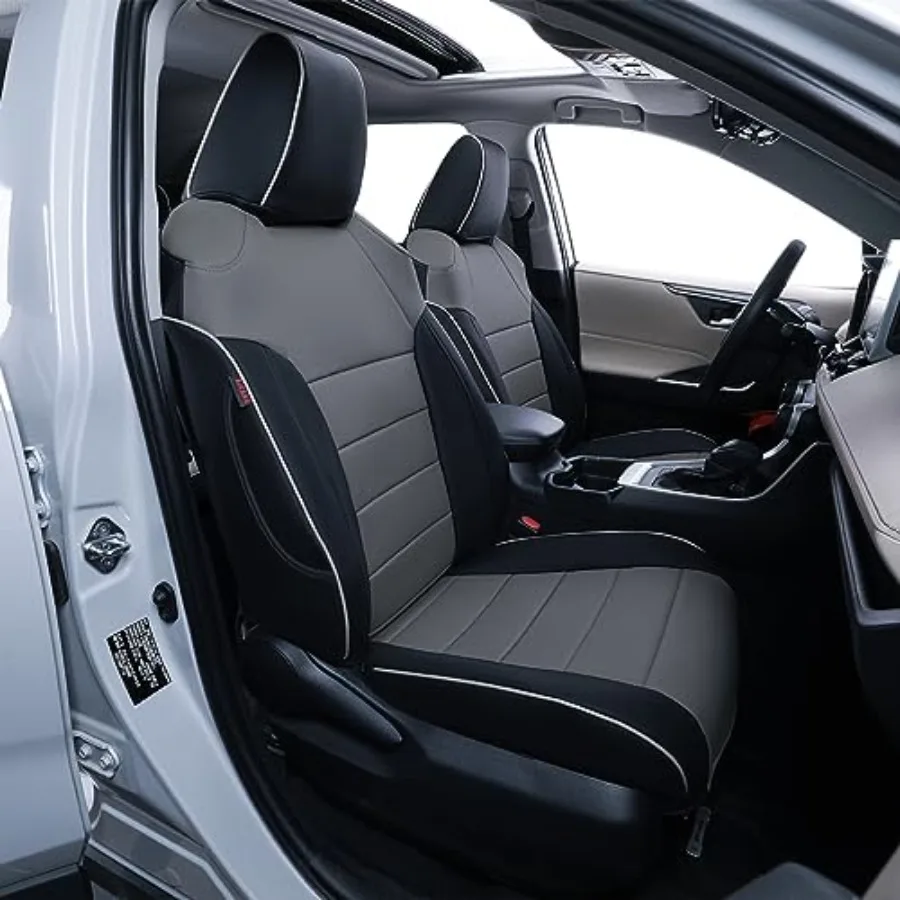 

Custom Fit Faux Leather Seat Covers for Toyota Rav4 2019-2025 LE/XLE/XLE Premium/Limited SUV Full Set Black/Gray