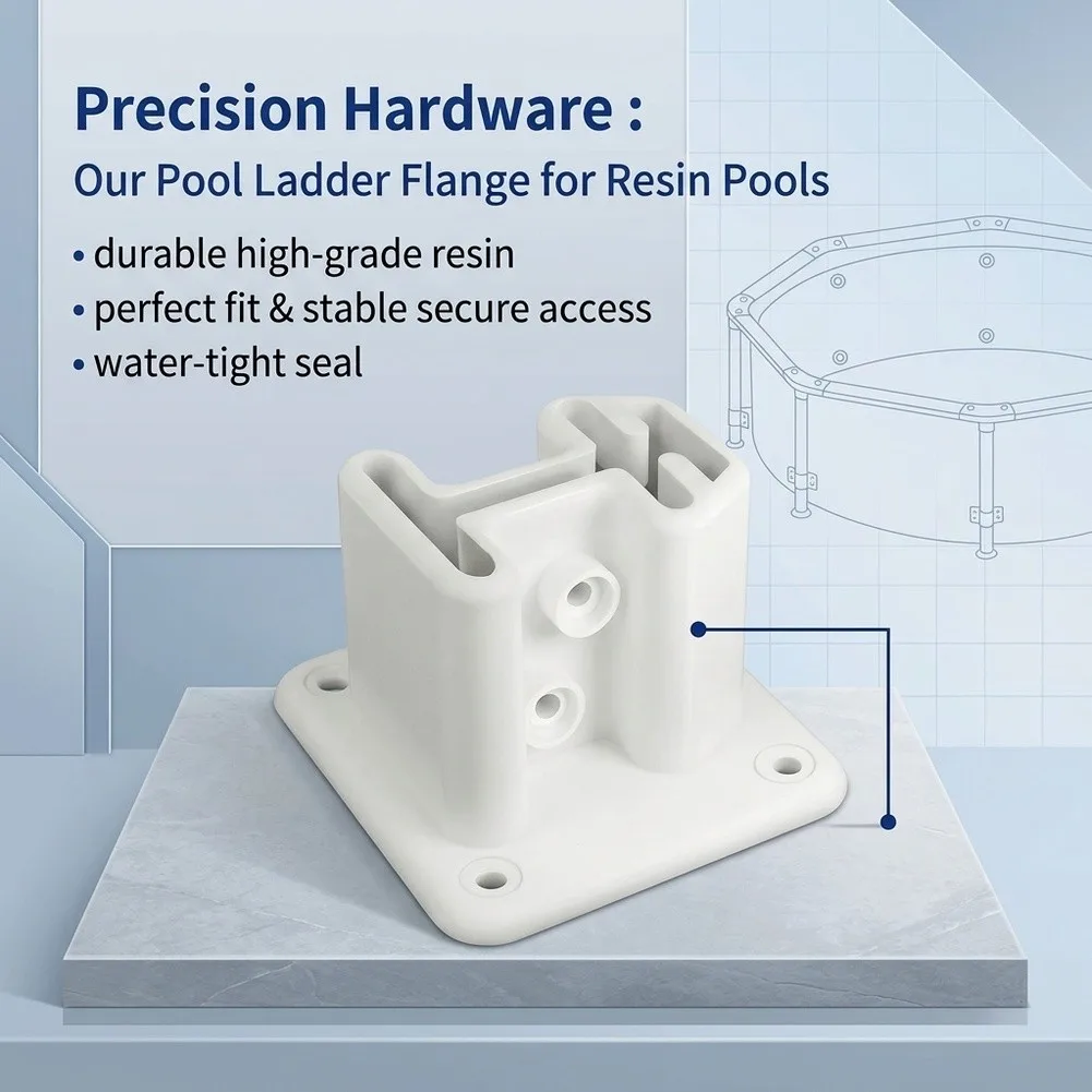 For Resin Ladder Flange White 10x10x8 cm Pool Ladder Mounting Bracket Compatible with For Resin Pool Ladders and Accessories