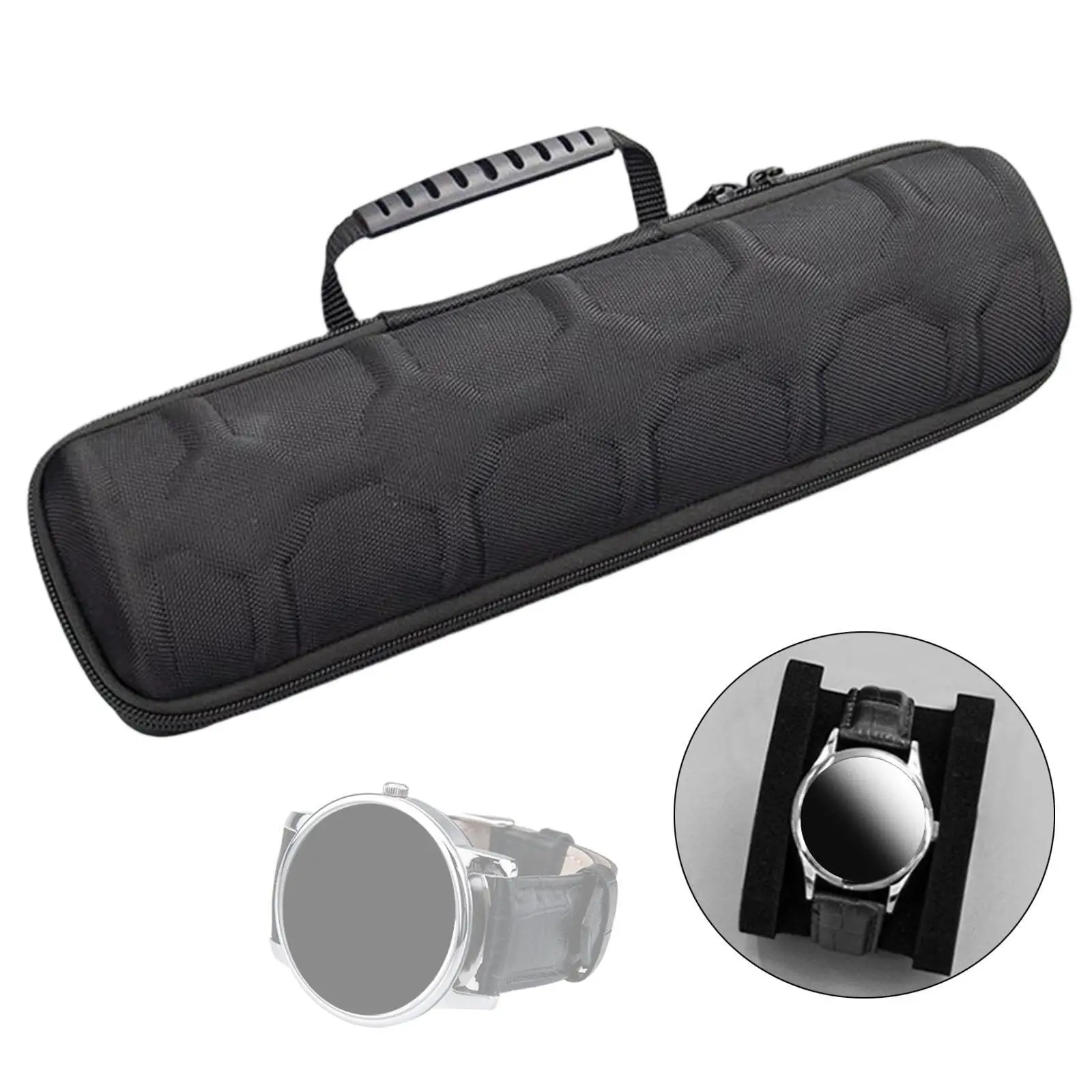 EVA Watch Storage Case Zippered Travel Organizer Holder Black Dustproof Display for Collectors and Daily Use