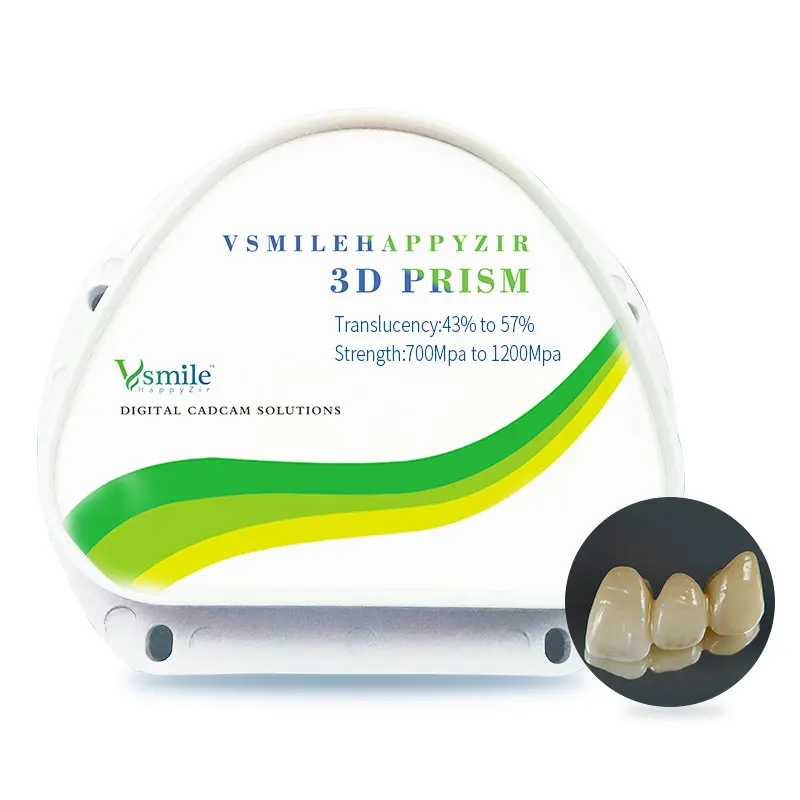 43%-57% Translucency Dental Ceramic 3D Multilayer Zirconia Block For Amann Girrbach CAD CAM Milling System to Make Coping