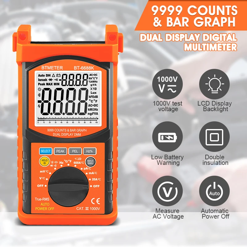 Strumento di misurazione della tensione professionale BT-6688K Tester di resistenza di isolamento digitale 1000V Tester di diodi di resistenza di