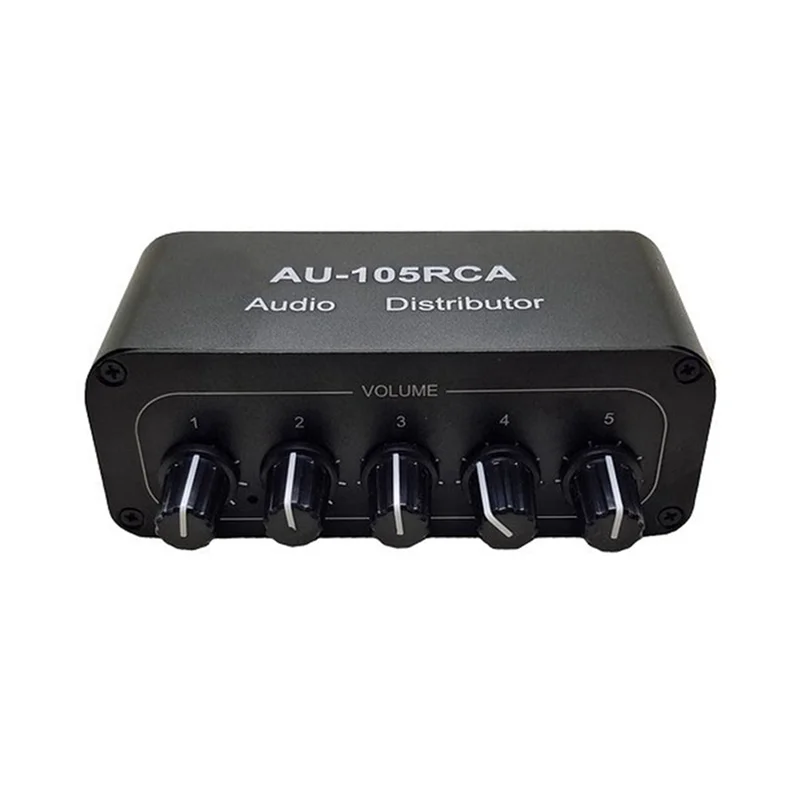【Buy Now】2X Stereo Audio Mixer 1 Input 5 Output Multi-Channel Audio Source Distributor RCA Interface For Power Amplifiers