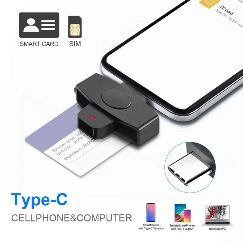 Imagem -04 - Baay 3x Smart Card Reader Tipo-c Declaração de Imposto Bancário Cartão Sim Cartão ic Leitor de Cartão de Identificação Cscr3