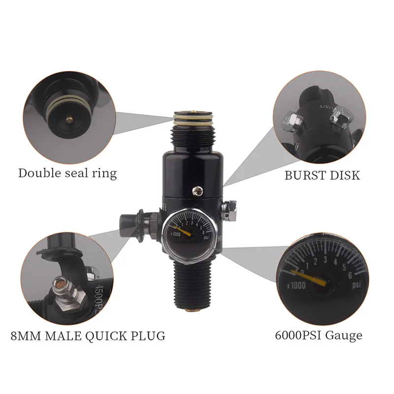 Imagem -05 - Dois Oring Air Tank Valve Cilindro de Gás Recarga de Enchimento Adaptador Válvula Regulador de Pressão 300bar Saída 160 a 3000psi