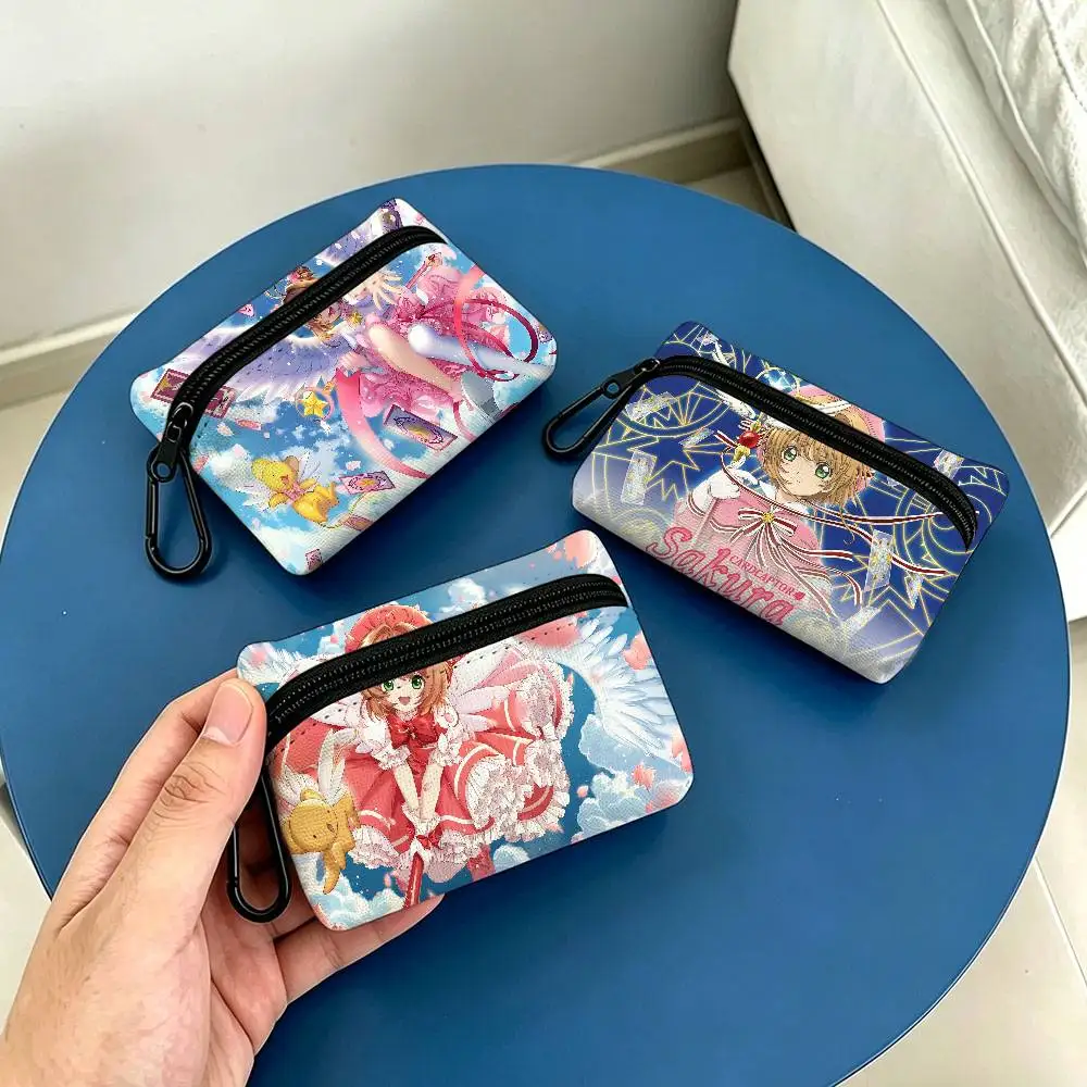 Magical Anime C-Cardcaptor Sakura Oxford Wallet Detachable Carabiner Hook Compact Storage Bag For Outdoor Shopping Accessory