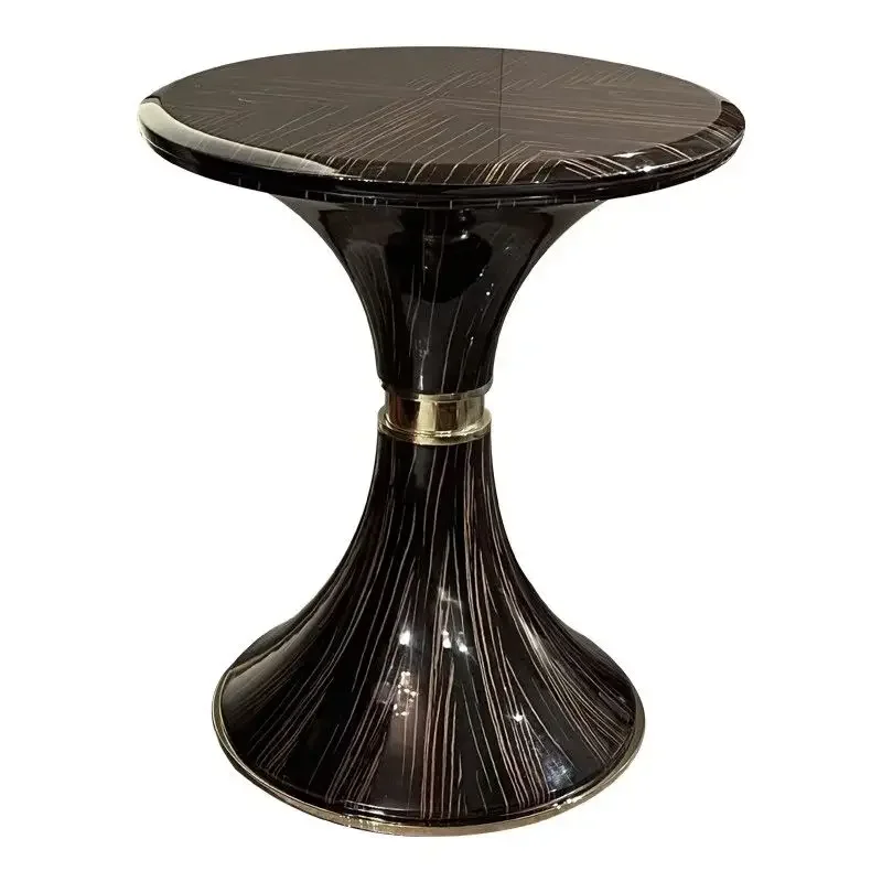 

Italian light luxury sofa edge few gold silk black sandalwood grain baking paint high-end solid wood corner few flower stand