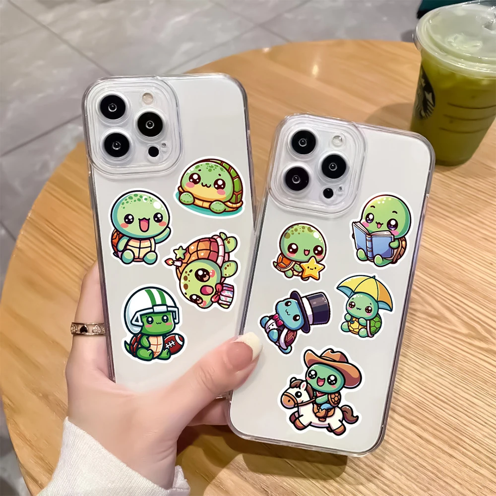 10/30/60 szt. Kawaii Zielone Naklejki z Żółwiami, Śmieszne i Urocze Naklejki Graffiti, Naklejki do Albumów, Artykuły Papiernicze, Wodoodporne Naklejki na Telefon