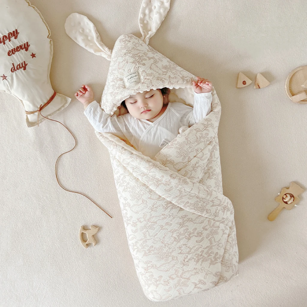Baby Blanket 100% Cotton Envelope For Discharge Winter Newborns Bedding Muslin Swaddle Warm Wrap Baby Sleeping Bag