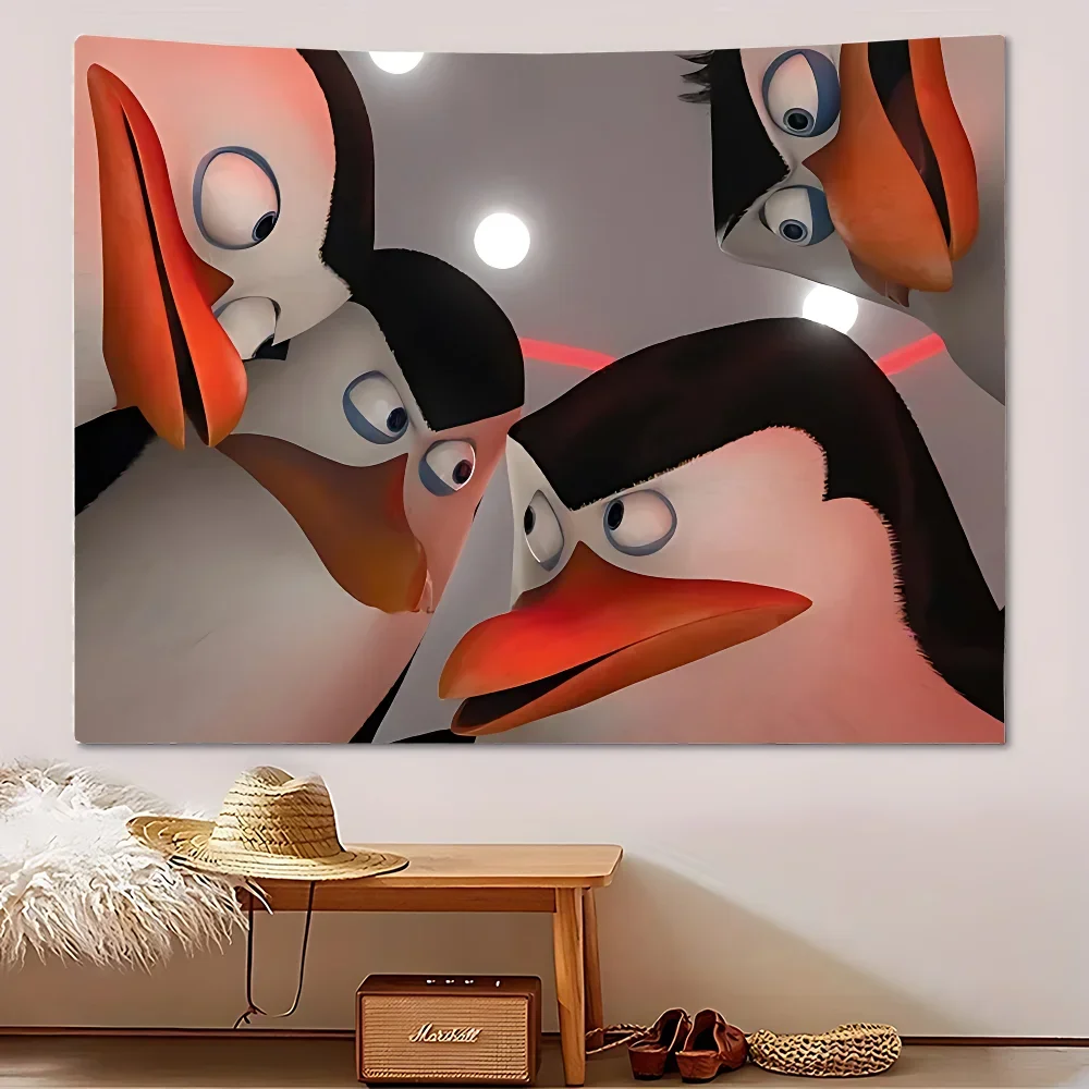 KINGDOM P-Penguins Madagascar Tapestry Wall Hanging Tapestry Art Deco Blanket Curtain Hanging At Home Bedroom Living Room Decor