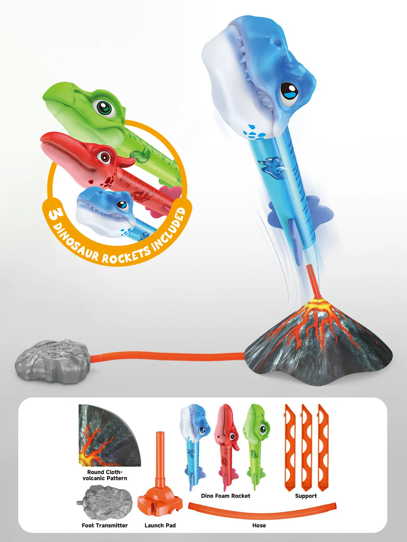 Dinosaur Sky Cannon, Foot Stepping Volcano Launcher, interactief speelgoed voor ouders en kinderen, kerstcadeauspeelgoed