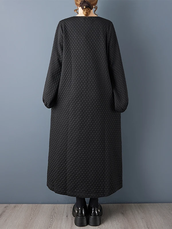 예술적 스타일 심플한 겨울 롱 드레스 여성용 루즈 플러스 사이즈 슬림 드레스 브랜드 태그 제거 편안한 따뜻함 패션