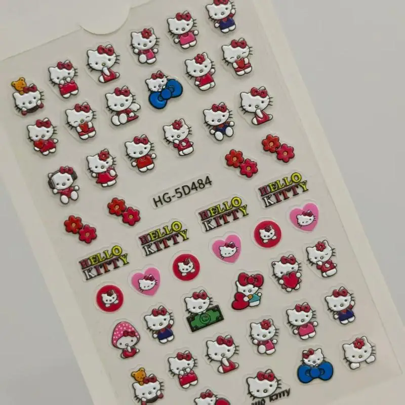 1 pz Kawaii Rosa Amore Hello Kitty Unghie Artistiche Adesivi Per Le Ragazze Carino Kuromi Hello Kitty Gatto Decalcomanie Per Unghie Adesivo Manicure Supplie