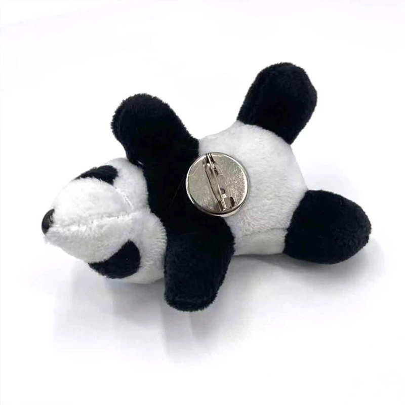 Broche barra panda pelúcia para boneca pino mini panda para boneca brinquedo animal peito cachecol fivela terno camisa