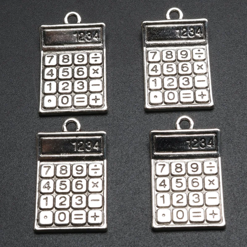 10pcs Silver Plated Retro Calculator Alloy Pendant DIY Charms Hip Hop Earrings Bracelet Jewelry Crafts Metal Accessories P1582