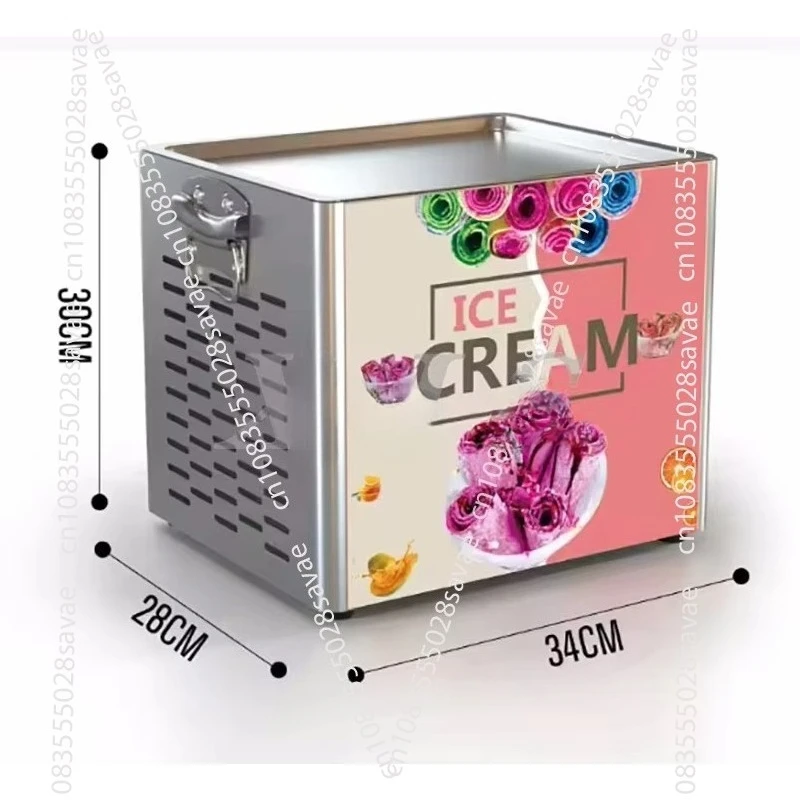 Roll Ice Cream Machine Commercial Fried Ice Cream Machine with Spoon, Suitable for Dessert Shop