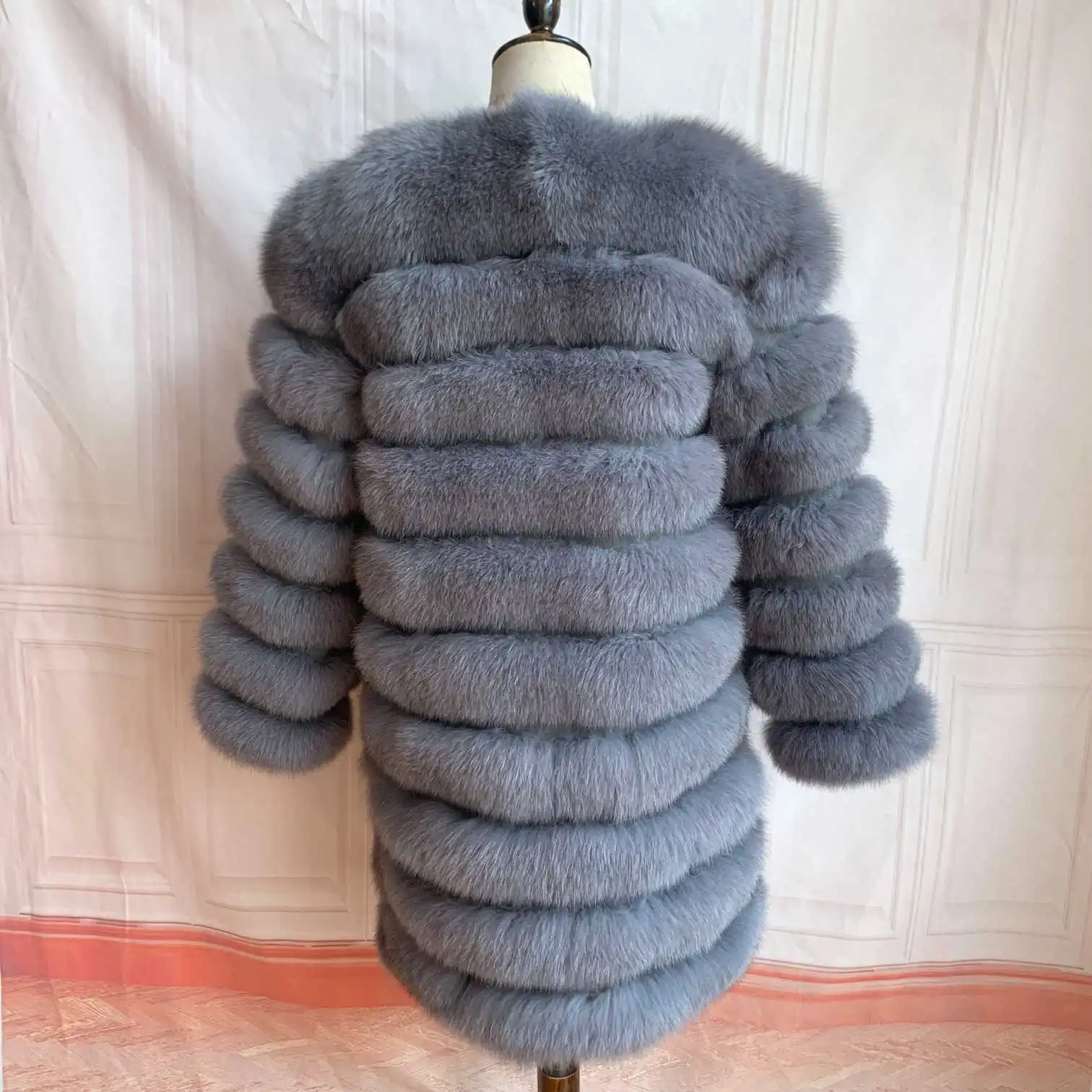 NEW 4in1 Real Fox Fur Long Coat Winter Coat for Women Jackets Vest Winter Outerwear Women Fox Fur Coat High Quality Fur Clothes