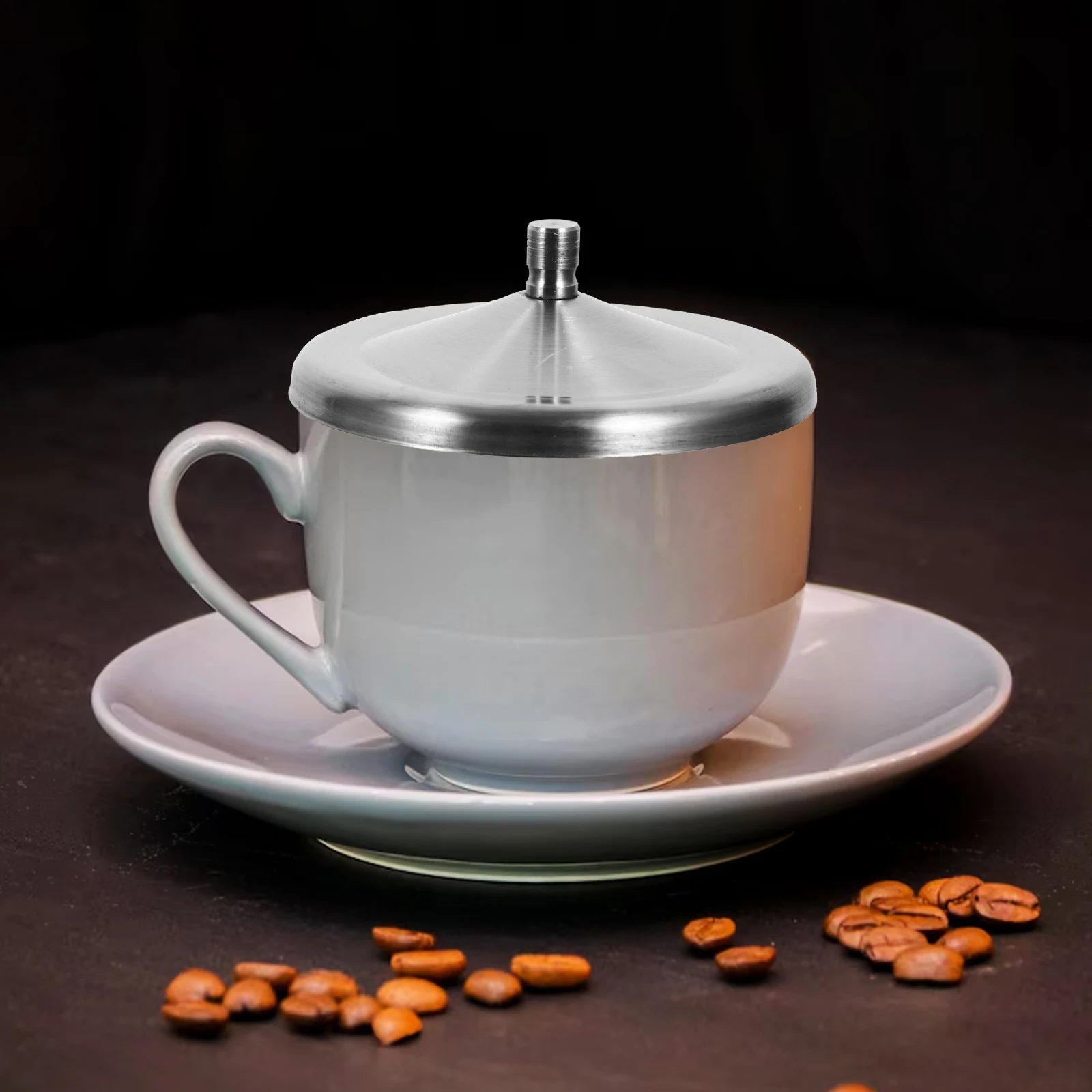 

2Pcs StainlessSteelLid CupLids MugCover HeatPreservation Drink Metal Hygiene FoodGrade Reusable DustProof LeakProof