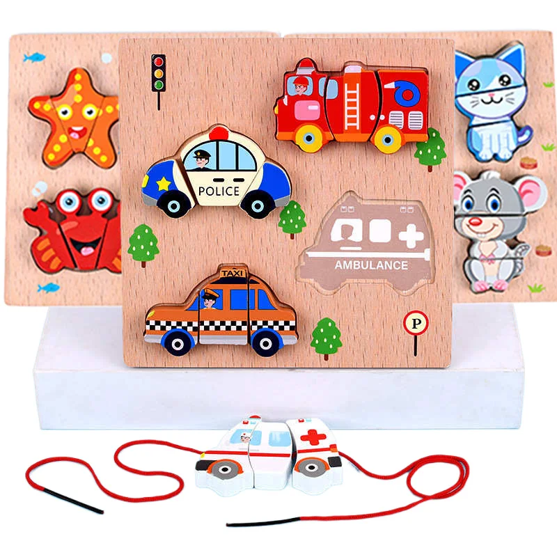 

Детская игрушка на веревке, обучающая деревянная дорожная игрушка с изображением животных, океана, игра на память для интеллекта Монтессори, игрушки TMZ