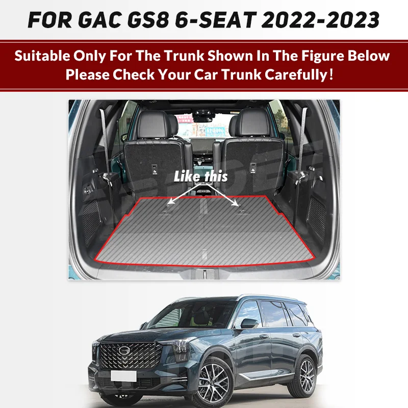 Car Trunk Mat For GAC Trumpchi GS8 6-Seat 2022 2023 Custom Car Accessories Auto Interior Decoration