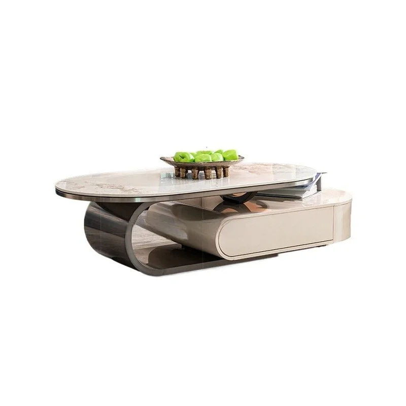 

Light luxury rock slab coffee table, cloud small apartment household Italian living room with drawer tea table