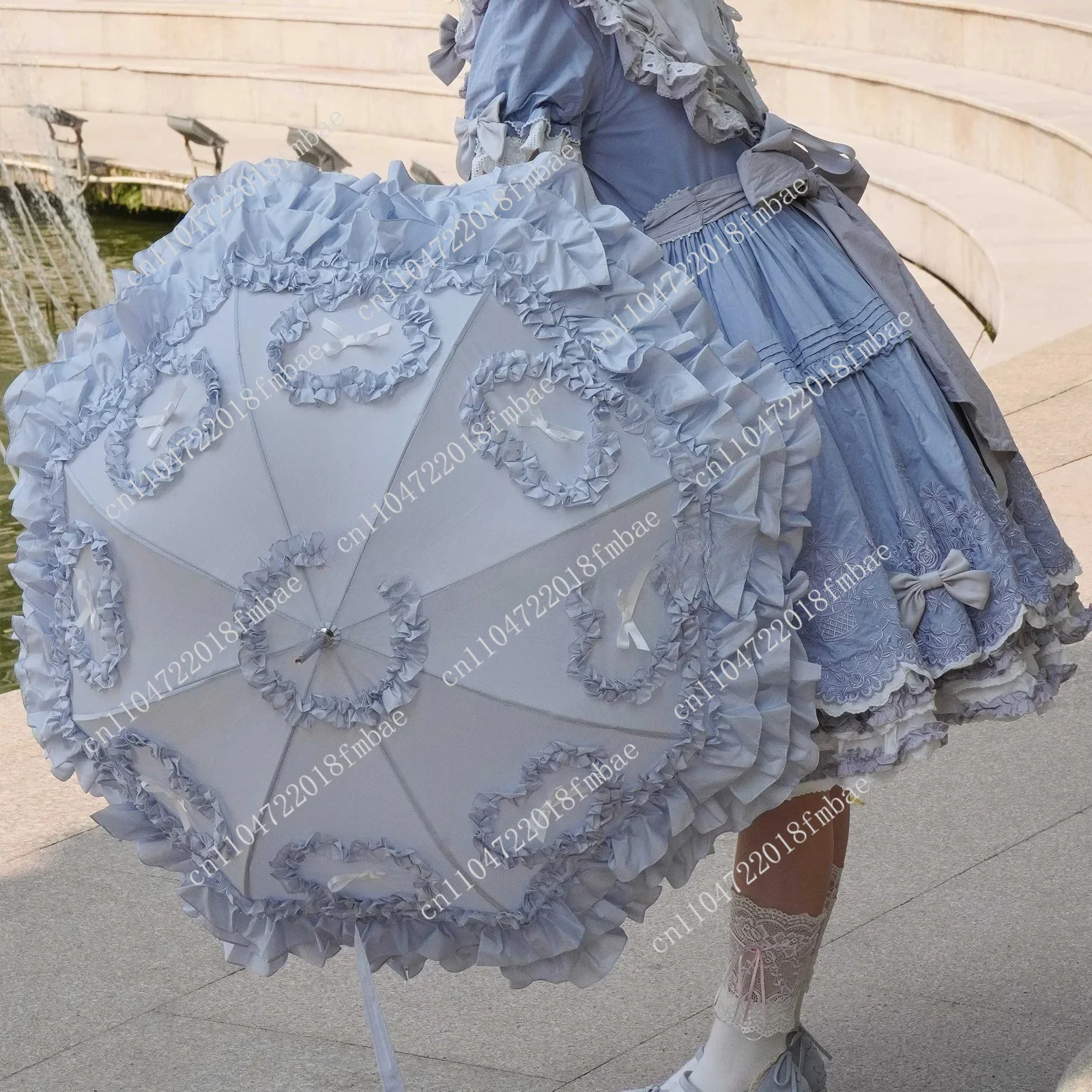 Matching Lace Straight Handle Bird Cage Lo Umbrella Heart Love Lolita Sun Protection Umbrella Girl Heart Princess Umbrella Color