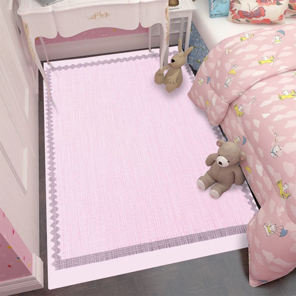 Soft Pink Bow-patterned Carpet Bedside Non-slip Mat for The Bedroom Floor Mat for The Play Area Home Decoration Items