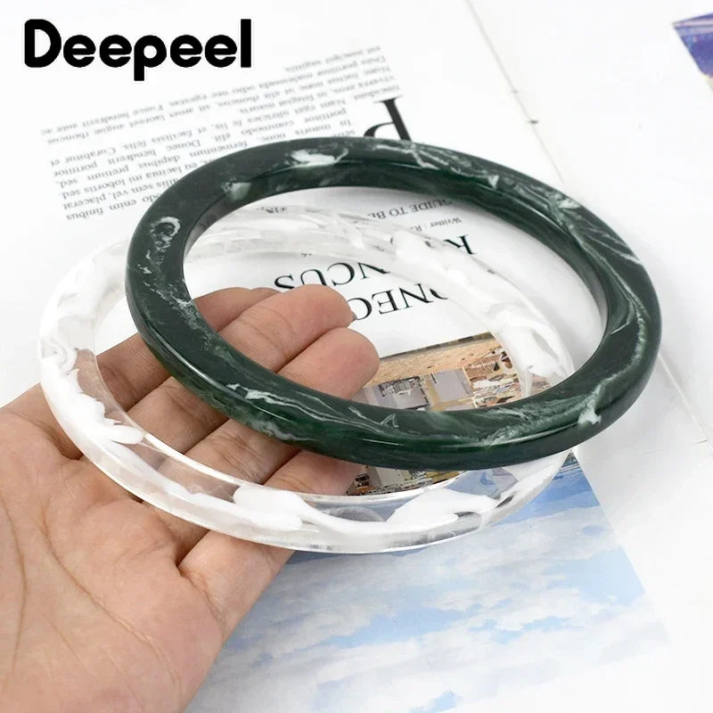 2Pcs Deepeel 9cm Acrylic Round Bag Handle Resin Ring for Purse Handbag Crochet Bags Handles Woven-Bags DIY Handmade Accessories