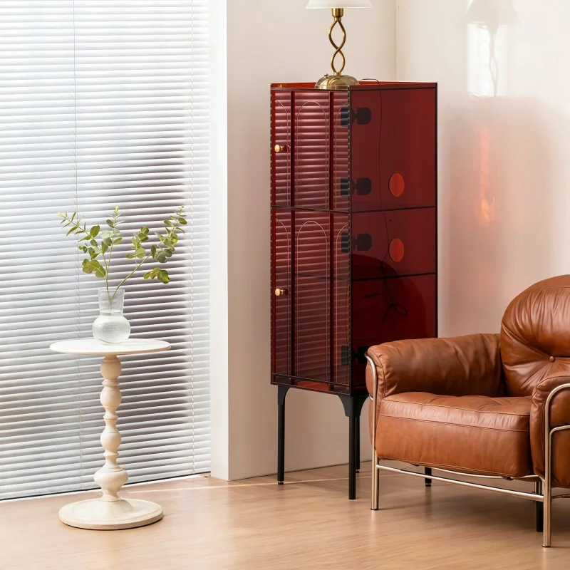 Internet celebrity acrylic locker small wine cabinet floor vertical storage bookcase creative small narrow cabinet