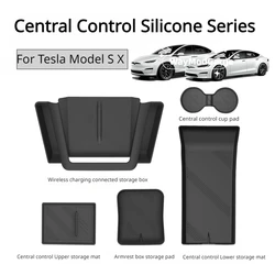 For Tesla Model X S Central Control Storage Box Center Console Storage Pad Armrest Box Storage Pads ModelX Car Accessories 2023