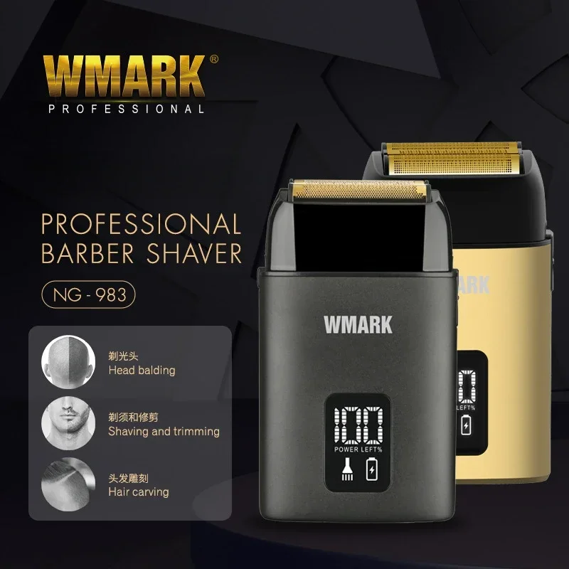 2024 New！WMARK NG-983 Stainless Steel Etched Titanium Three-blade Razor Electric Men's Razor Hair Cutting Machine