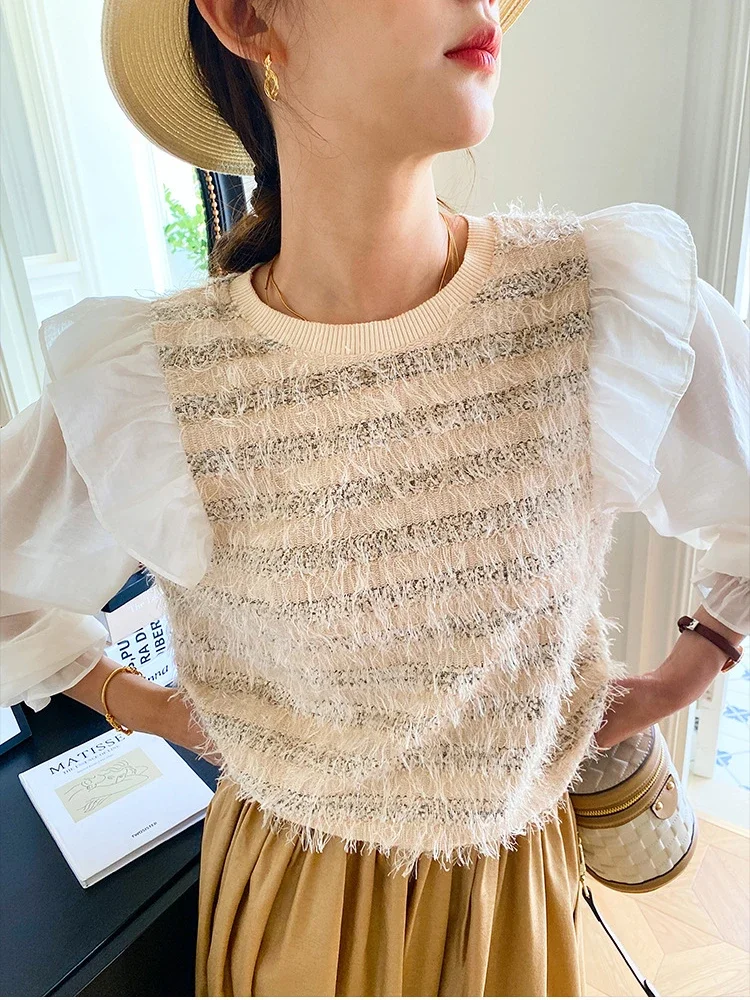 Gypsylady Patchwork Stpriped Elegant Shirt Blouses Knitted Autumn Spring Long Sleeve Women Office Ladies Casual Shirt Top Blusas