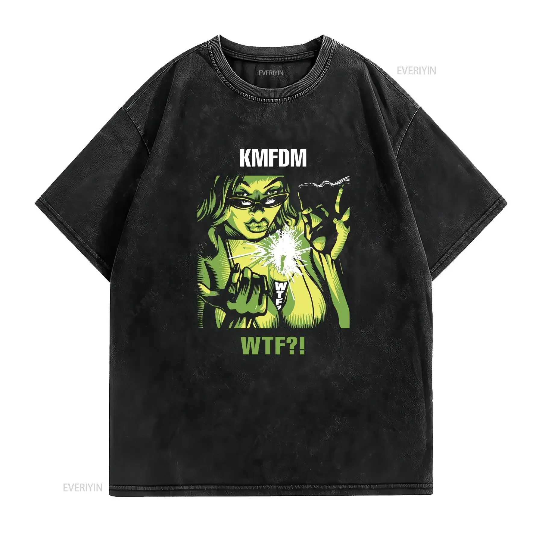 KMFDM WTF Album Men T shirt Black All Sizes S 5XL vintage Washed Stylish designer clothes Breathable Slightly Unisex Versatile