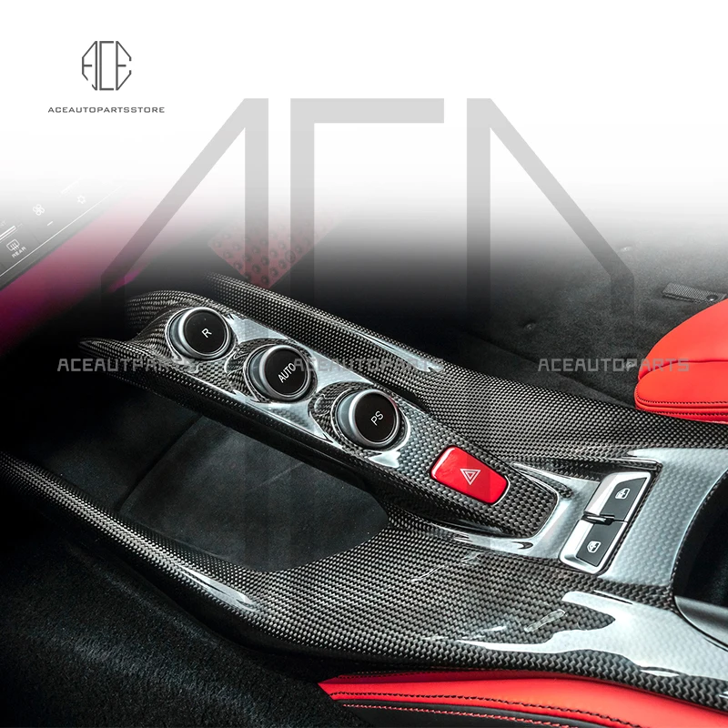 For Ferrari 812 Superfast Center Console Dry Carbon Fiber Bridge Central Console Cover Body Kit Interior