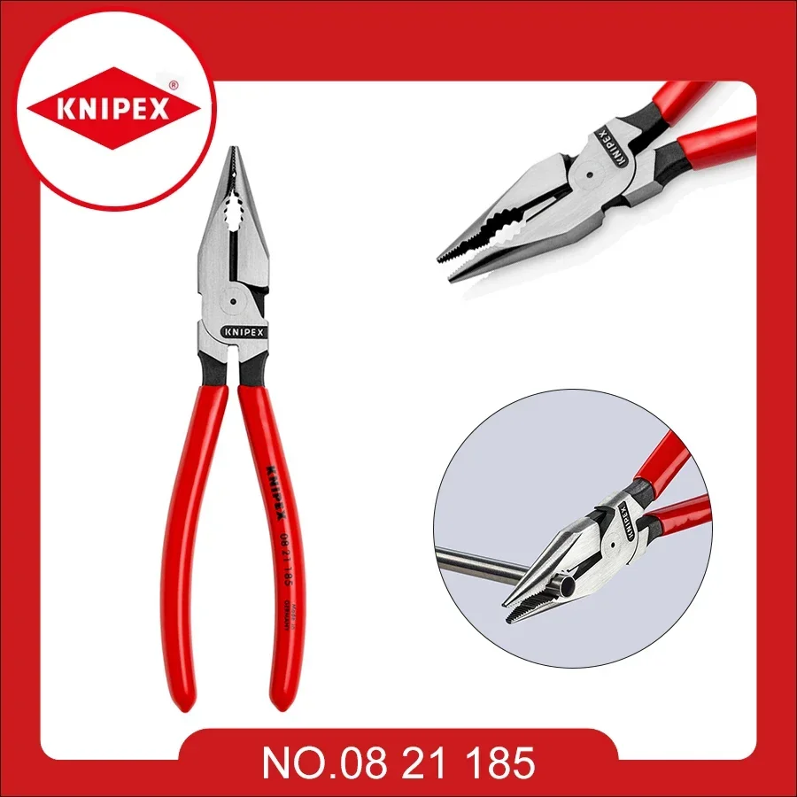 Genuine Parts KNIPEX Needle-Nose Combination Pliers 7.2 Inch High Leverage Joint Stable Tips Hand Tools Multitool 08 21 185