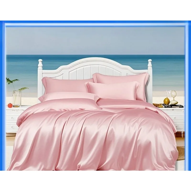 Kit Solid Color Simple Nordic Mulberry Silk Quilt Cover Silk Sheet Kit Bedding