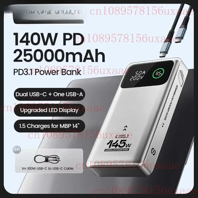 

FOR MOVESPEED M25Pro 140W Power Bank 25000mAh Type C Fast Charge Portable External Battery 145W Total PowerBank WYORESY