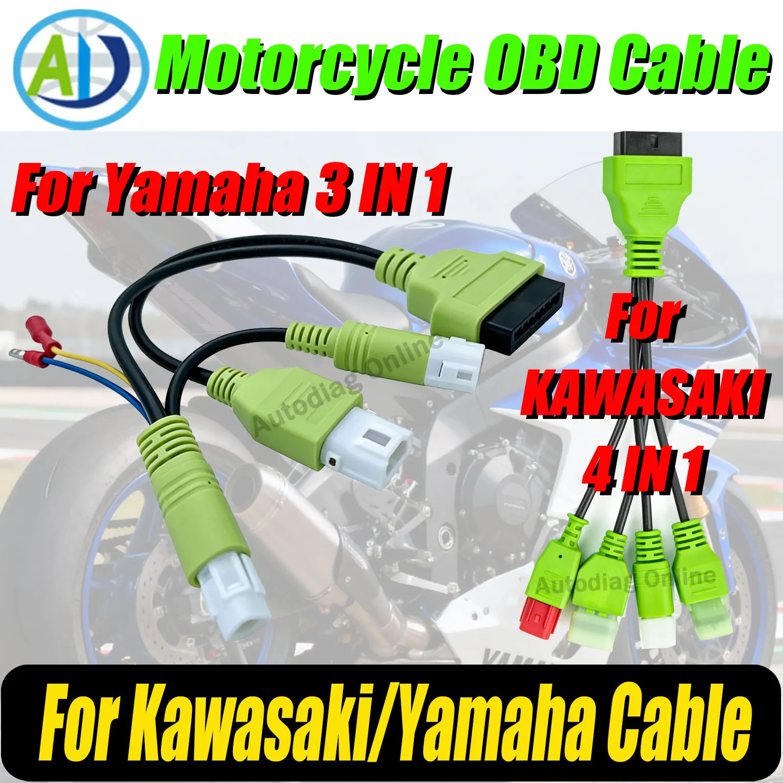 

OBD2 Diagnostic Cable 4 6Pin For Kawasaki Z/Ninja/Versys/Vulcan Motorcycle OBDII Diagnostic Connector Cable For Yamaha 3 4Pin