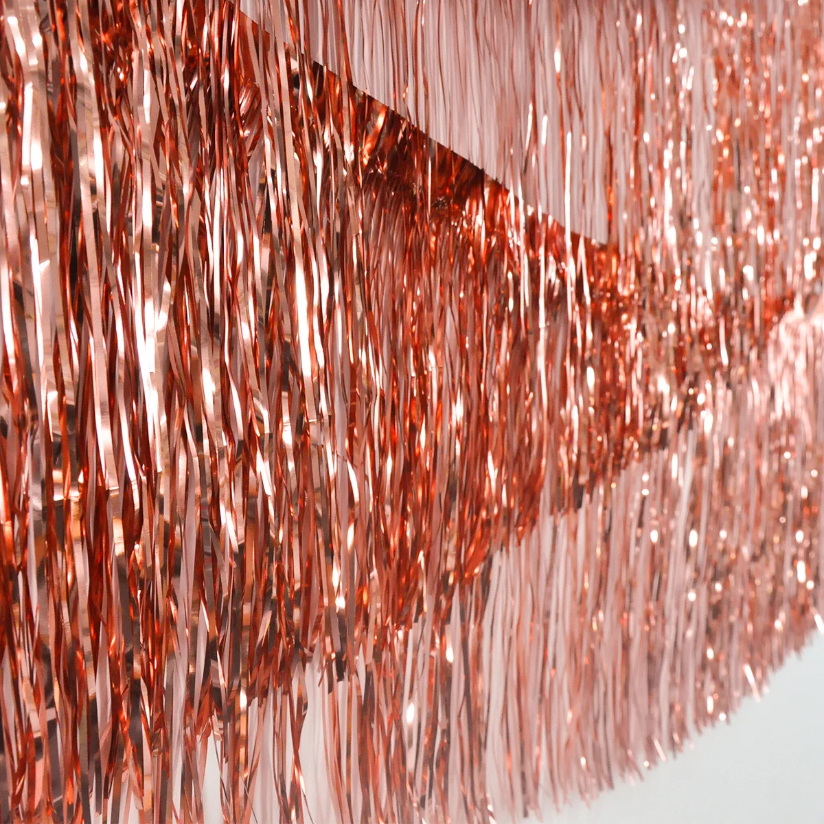 3 m glitzernde Quasten, Fransen, Banner, glänzendes Roségold, Metallfolie, Quastengirlande für Weihnachten, Geburtstag, Party, Wandhintergrund, Dekoration – Detail 15